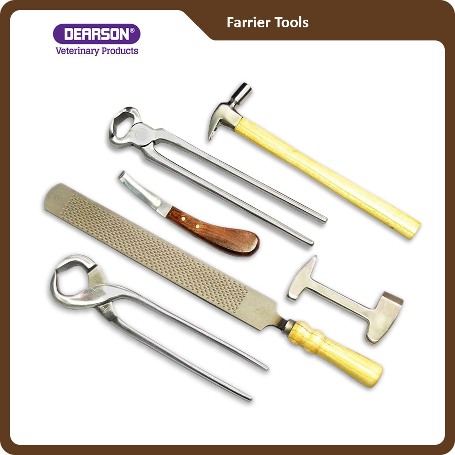 AA Pro 6-Piece Farrier Hoof Knife Set – Equine Veterinary Kit W/ Leather Pouch